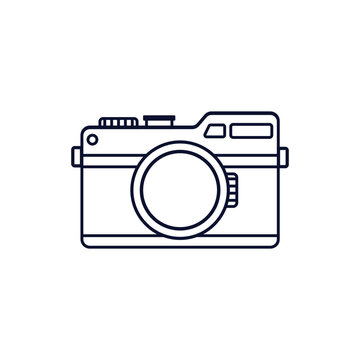recommend clip art: Simple camera icon line art black color flat style