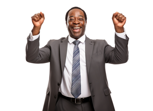 Happy African American businessman, cut out