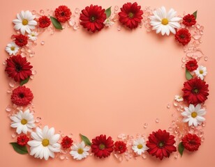 Obraz premium A frame of flowers on a beige background