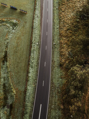 Aerial view of empty road Yarra Valley, Melbourne , Australia. Air ballooning adventure