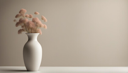 white ceramic vase with dried flowers