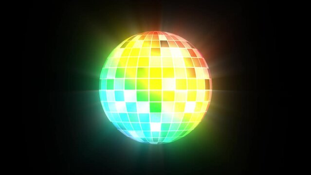 Neon Disco ball animation, loop animation for music broadcast, night clubs, music videos, 3D Animation, 4K