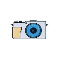 Simple camera icon full color cute cartoon design style