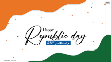 Vector illustration Republic Day India 26th January Editable Banner Template Indian Flag - obrazy, fototapety, plakaty