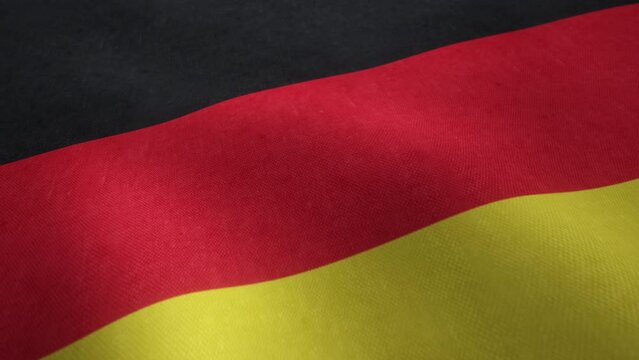 Video animation of a waving German national flag in a seamless loop.