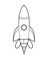 Cute and funny coloring page of a rocket. Provides hours of coloring fun for children. To color this page is very easy. Suitable for little kids and toddlers