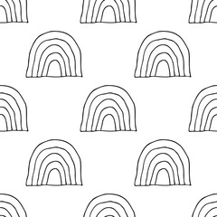 Seamless pattern with rainbow doodle for decorative print, wrapping paper, greeting cards, wallpaper and fabric