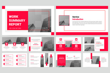 Red modern business work report slide presentation template