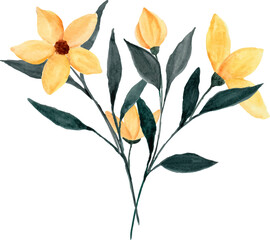 Obraz na płótnie Canvas Watercolor yellow flower arrangement