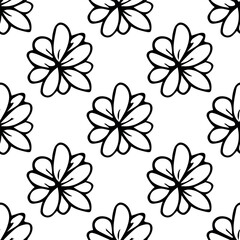Summer seamless pattern with flowers doodle for decorative print, wrapping paper, greeting cards, wallpaper and fabric