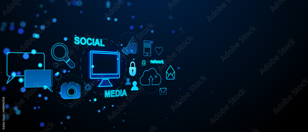 Aufkleber creative social media interface with emails, speech bubbles, mobile internet, cloud computing and ot