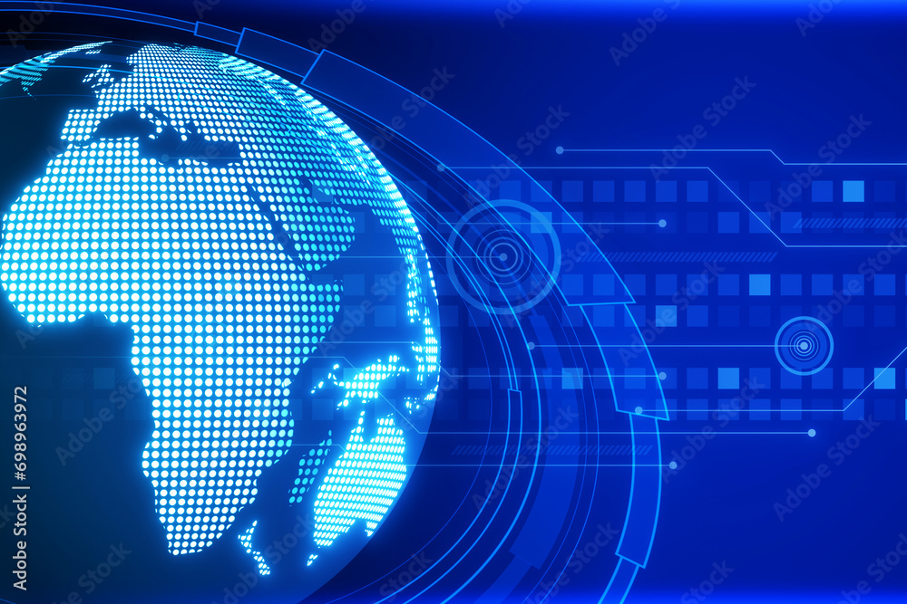 Aufkleber creative glowing globe hologram on blurry texture with lines. metaverse, map and global network conc