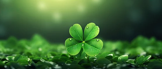 Foto op Plexiglas Background with four leaf lucky clove illustration ,artwork graphic design. © HappyTime 17