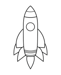 Cute and funny coloring page of a rocket. Provides hours of coloring fun for children. To color this page is very easy. Suitable for little kids and toddlers