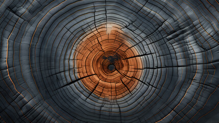 Naklejka premium Old wood texture with annual rings. Abstract background.