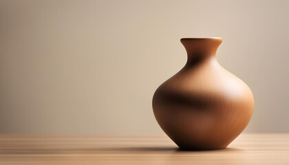 Wooden vase on a wooden background