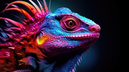 4k beautiful animal, electric neon colors, dazzling mood - obrazy, fototapety, plakaty