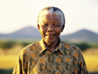 Former president Nelson Mandela smiles broadly, radiating hope after his long-awaited release from prison.