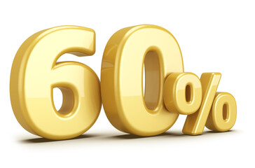 60 percentage off sale discount number gold 3d render