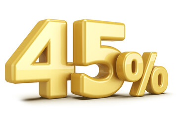 45 percentage off sale discount number gold 3d render