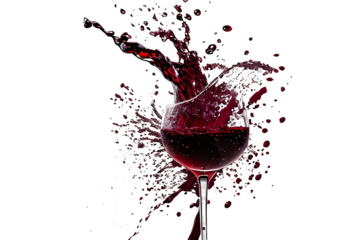 red wine splash isolated on transparent or white background	
