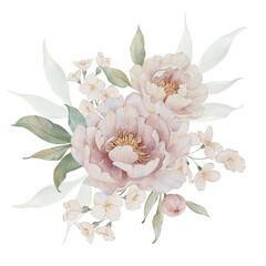 Watercolor peony bouquet © yuliia lashevska