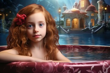 Therapeutic girl spa jacuzzi. Care water. Generate Ai