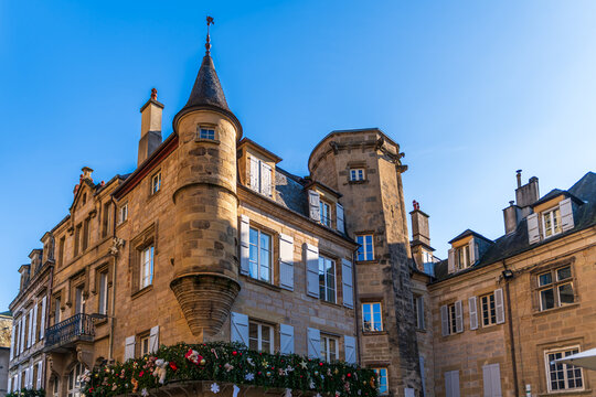 Medieval buildings on Place Charles de Gaulle, in Brive la Gaillarde, Corr&egrave;ze, Nouvelle Aquitaine, France