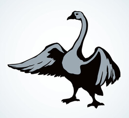 Goose in flight. Vector drawing