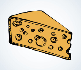 A slice of Dutch cheese. Vector drawing
