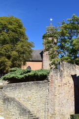 Fototapeta na wymiar Church above city walls
