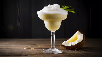 Boozy Frozen Pina Colada Cocktail with Coconut Cream 