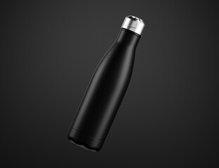 Metal bottle mock-up. Sport metal bottle template on studio background.