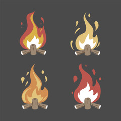 set of bonfire illustrations 