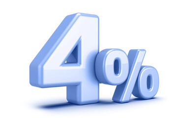 4 percentage off sale discount number blue 3d render