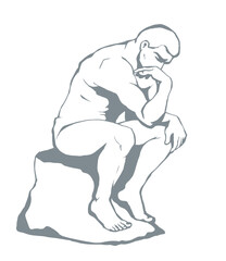 The statue the Thinker. Vector drawing