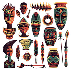 Tribe Mask Set Illustration