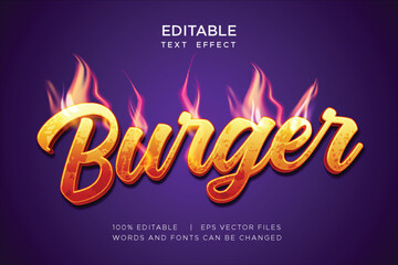 editable text effect in red orange color with fire decoration