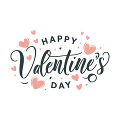 Fototapeta na wymiar Valentines day background with heart pattern and typography of happy valentines day text