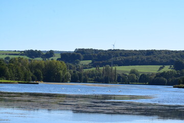 blue lake in autumn, Lac d'Echternach