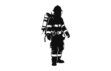 A Firefighter vector black silhouette clipart