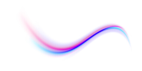 Neon stripes in the form of drill, turns and swirl. Illustration of high speed concept. Image of speed motion on the road. Abstract background png in blue and purple neon glow colors.	 - obrazy, fototapety, plakaty