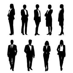Silhouette collection of business people or corporate worker in stylish suit and pose.