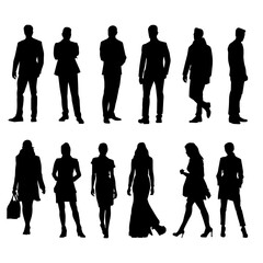 silhouette collection of slim fashionable people in glamour style