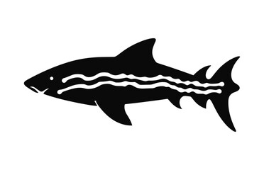 A Zebra shark silhouette Vector isolated on a white background