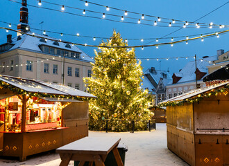 winter city view to tallinn, europe, estonia