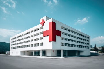 new modern private hospital building outside - obrazy, fototapety, plakaty