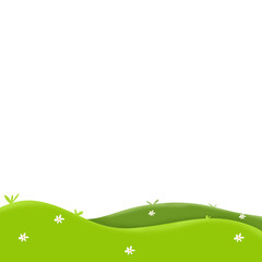 Illustration of flowering grass hill 
