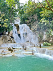 Kuang si water fall famous destination in Luang prabang, Laos.