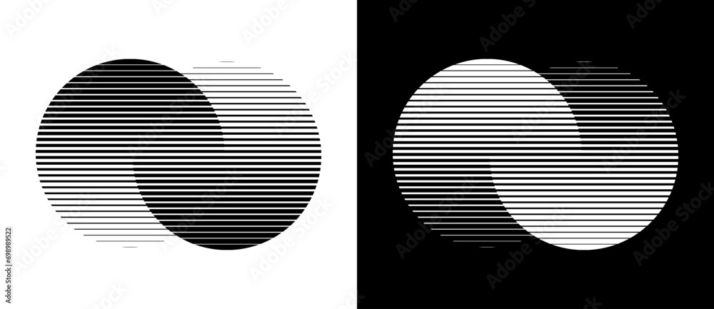 Canvas Prints transition in two circles with parallel lines. abstract art geometric background for logo, icon, tat